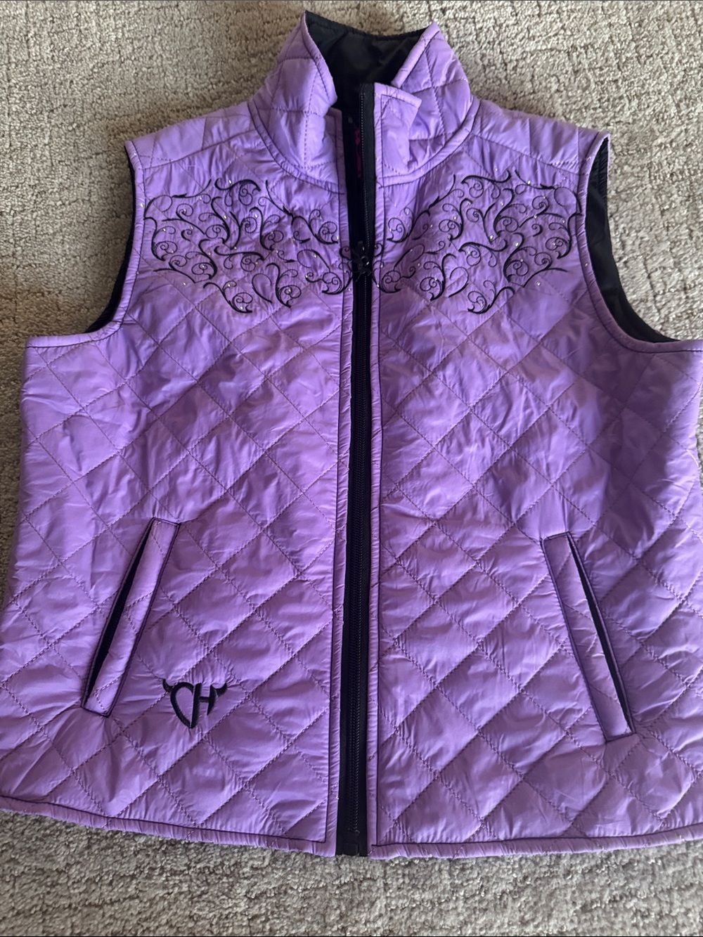 Girl’s Equestrian Quilted Sleeveless Vest - Lavender